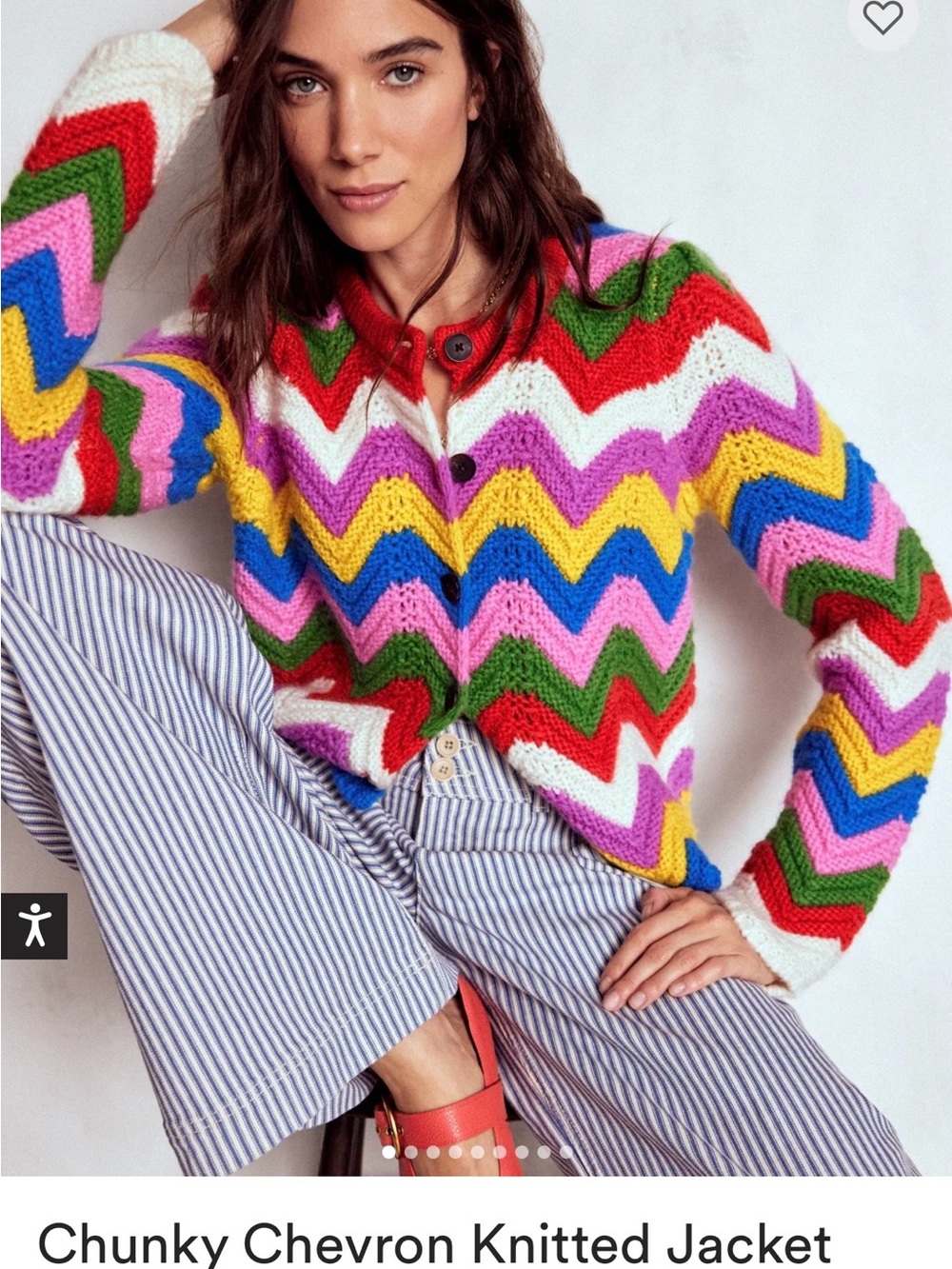 BODEN NWT Chevron Multicolor Knit Jacket Wool/Angora Goat Mohair Blend